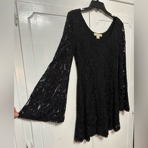 staring at stars Black Lace Bell Sleeve Dress